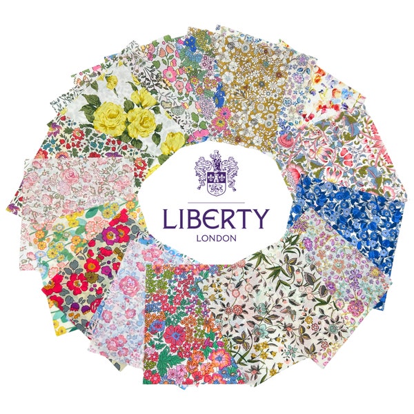 Lot de breloques Liberty London Tana Lawn 17 cm - Assortiment aléatoire de 25 impressions au total