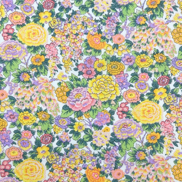 Tissus Liberty - Elysian Day - Tana Lawn Cotton - Liberty of London - Jaune - Rose - Tissu à fleurs