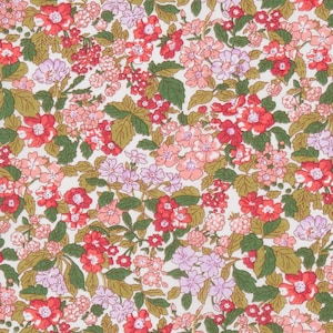 Liberty Fabrics - Hedgerow Ramble C Tana Lawn Fabric - Liberty of London - Red Pink - Floral Fabric