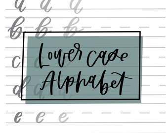 Lower Case Printable Calligraphy Lettered Alphabet - Traceable Digital Download For Basic Hand Lettering Practice