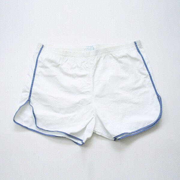 Vintage des années 1970 en cours d’exécution Shorts - Shorts de sport blanc et bleu - court - Retro - Extra Large
