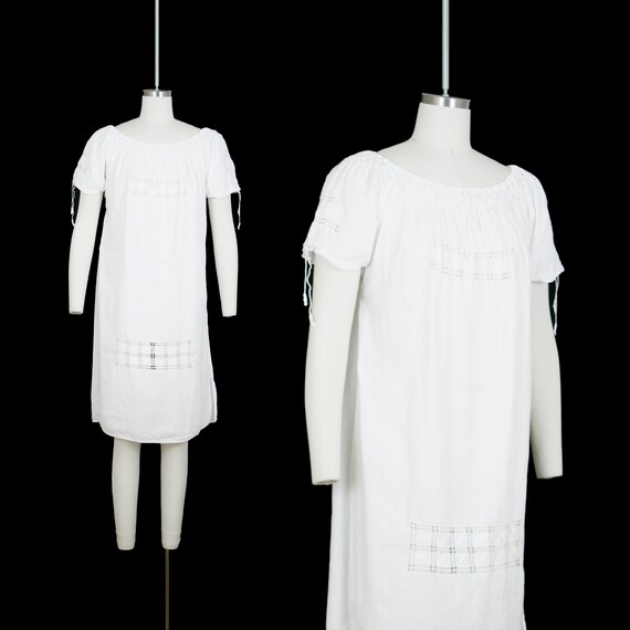 Vintage 1920's Night Gown - Lawn Dress - Floral Em