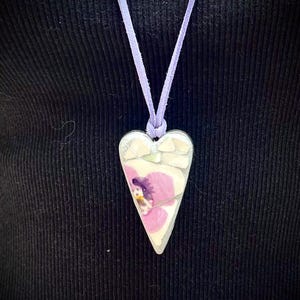 Emma Bridgewater ceramic pendant. Heart-shaped mosaic pendant made  with upcycled Emma Bridgewater pottery