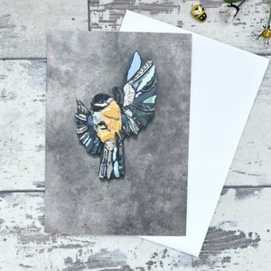 Bird card, bluetit card, Mosaic Bird Card