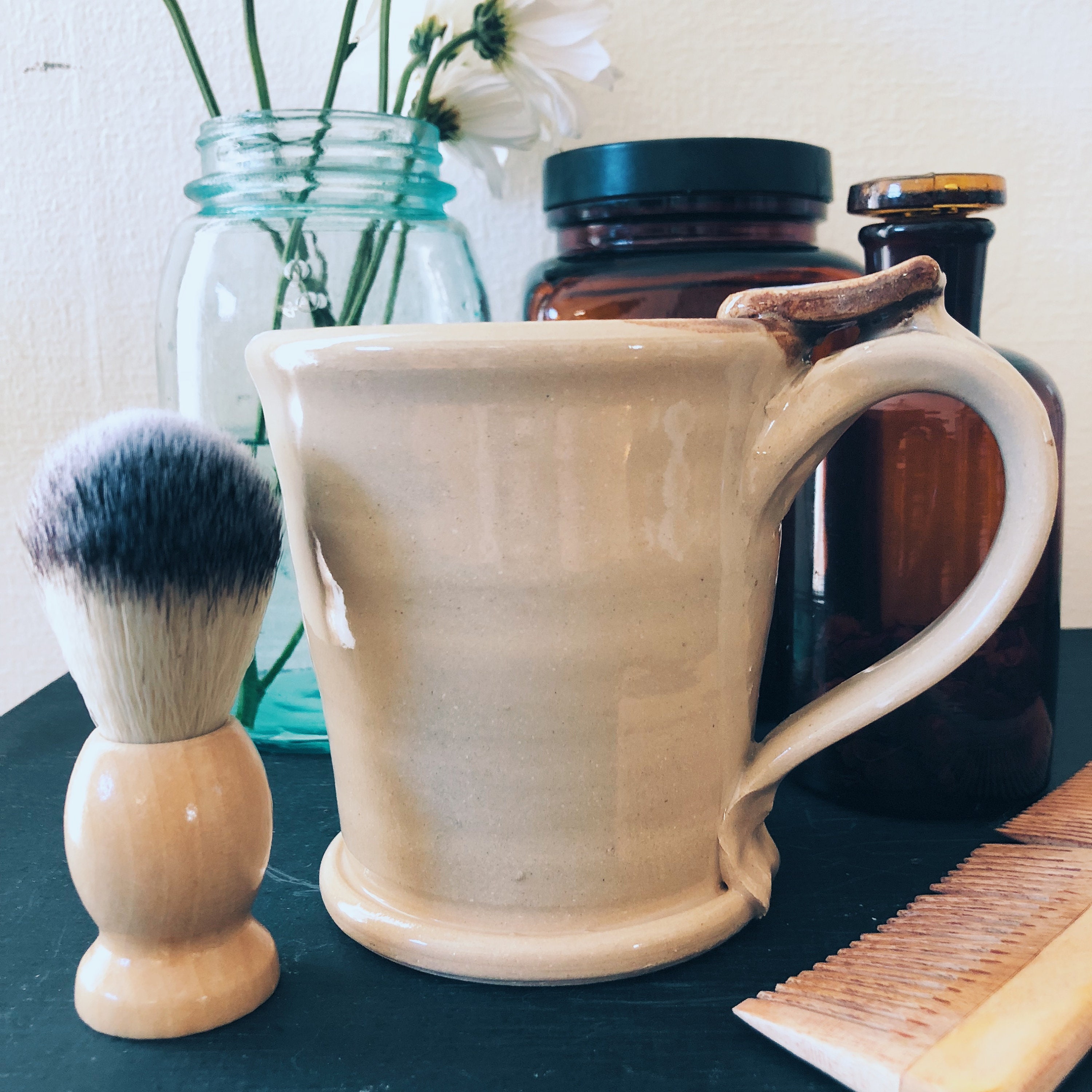 Handmade Ceramic Shaving Mug and Brush Set with Neem Nettle Etsy 日本