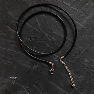 Leather black cord necklace &quot;Basics&quot; around the neck for a pendant | jewelry holder | Genuine Real Leather Cord Necklace Lobster Claw Clasp