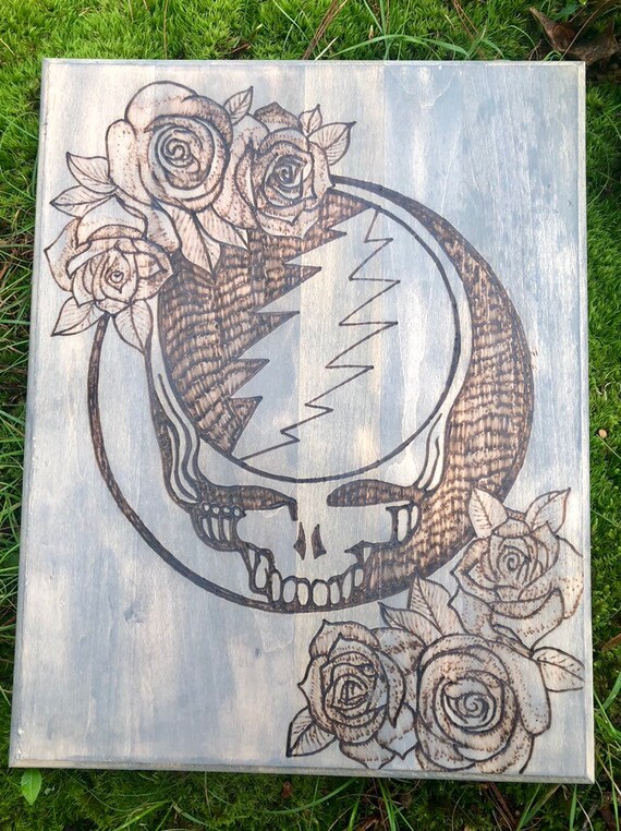 Grateful Dead Steal Your Face Roses Wood Wall Art - Grateful Dead Wall Art Grateful Dead Steal Your Face Roses Wood Wall Art - Grateful Dead Wall Art
