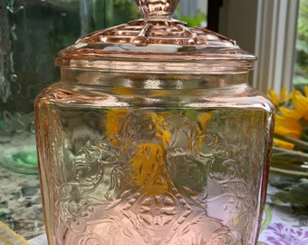 Pink Glass Canister Etsy