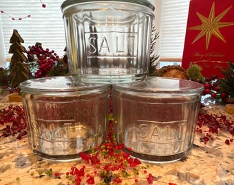 Clear Glass SALT CELLAR with Matching Lid  -