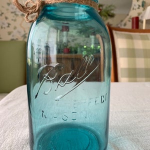 Half Gallon-Vintage Wedding Ball Blue Glass Mason Jar! Best Price on Etsy! Wedding Vases/Home Decor-Vintage Kitchen - Storage! Ships Fast!