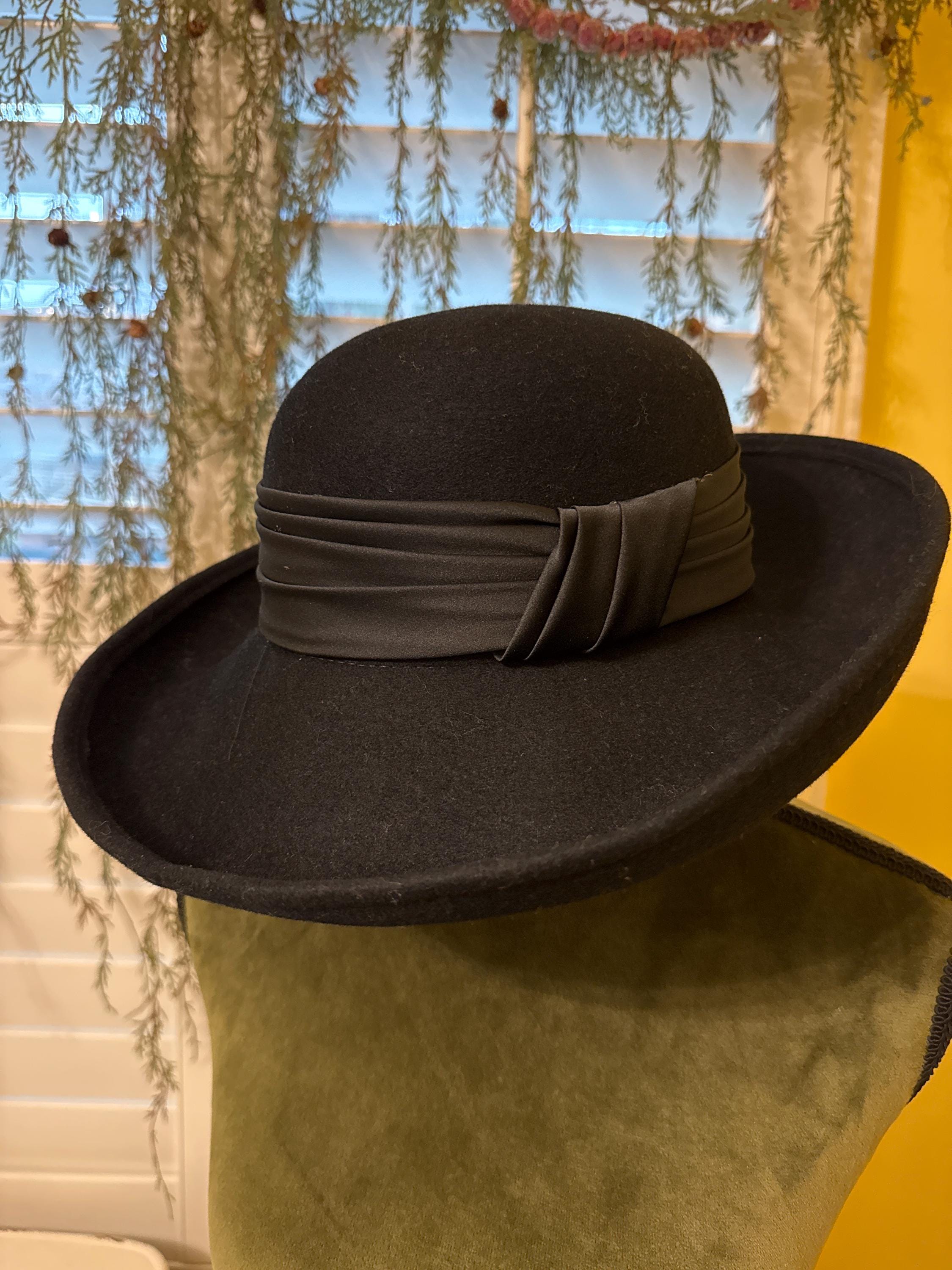 Vintage Laura Ashley Wool Felt Hat Black Dark Academia Retro Indie Sleaze Laura Ashley 100% Wool Hats for Women for sale | eBay main image 3