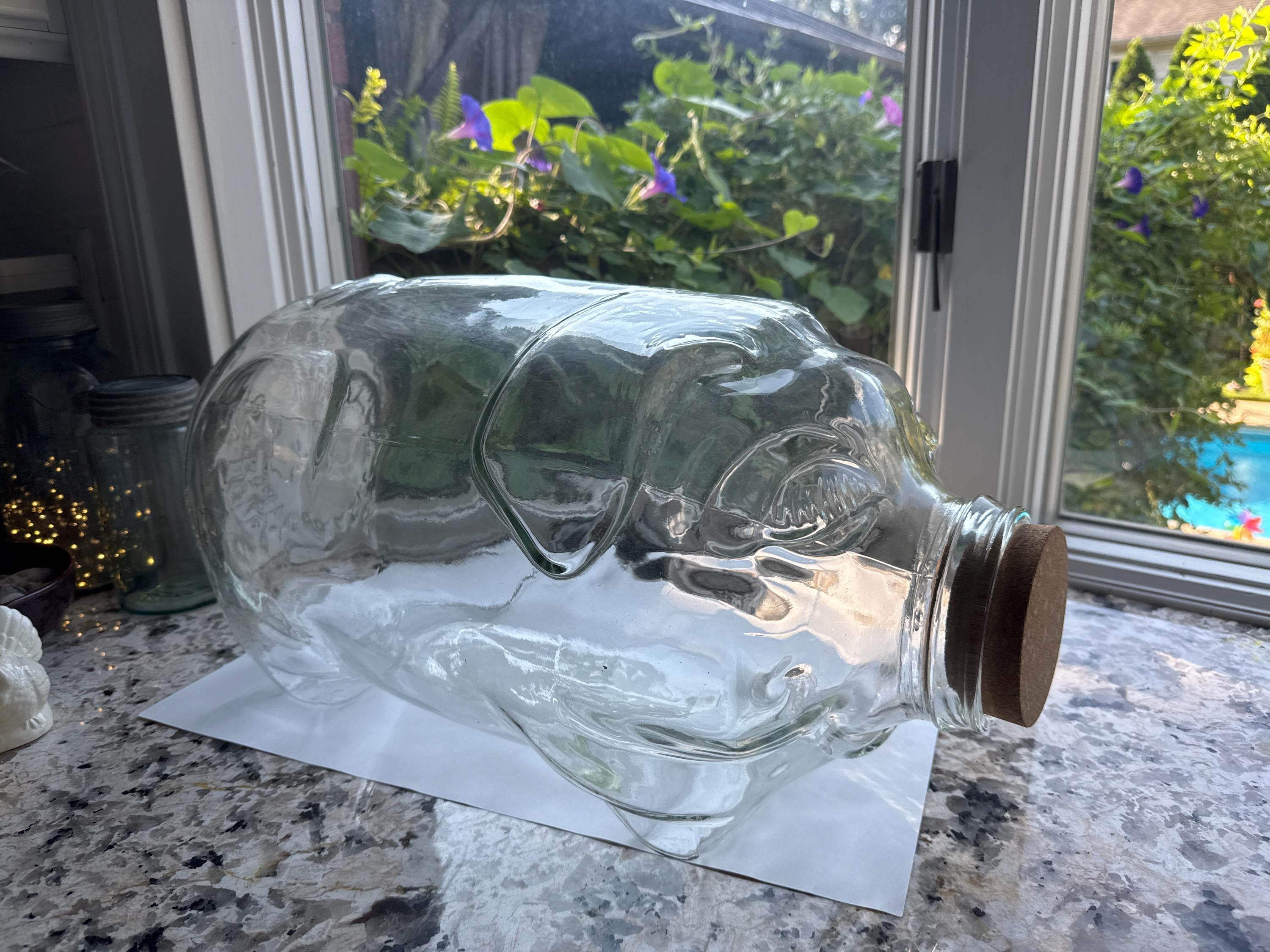 Vintage Libbey Glass Pig Jar: 5 Gallon CLEAR PIG Bottle Without a Vintage Libbey Glass Pig Jar: 5 Gallon CLEAR PIG Bottle Without a