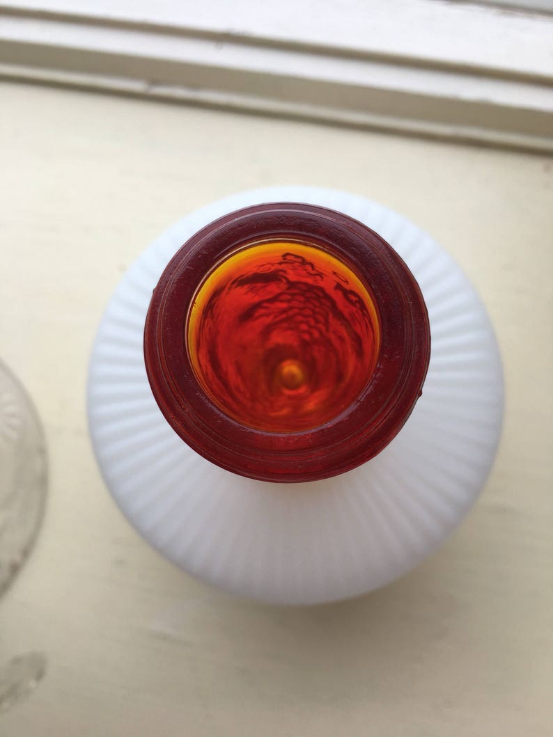Excellent Vintage Condition Amber Footed Salt and Pepper Shakers with grape adornments for your mid-century Vintage kitchen or Bridal Shower