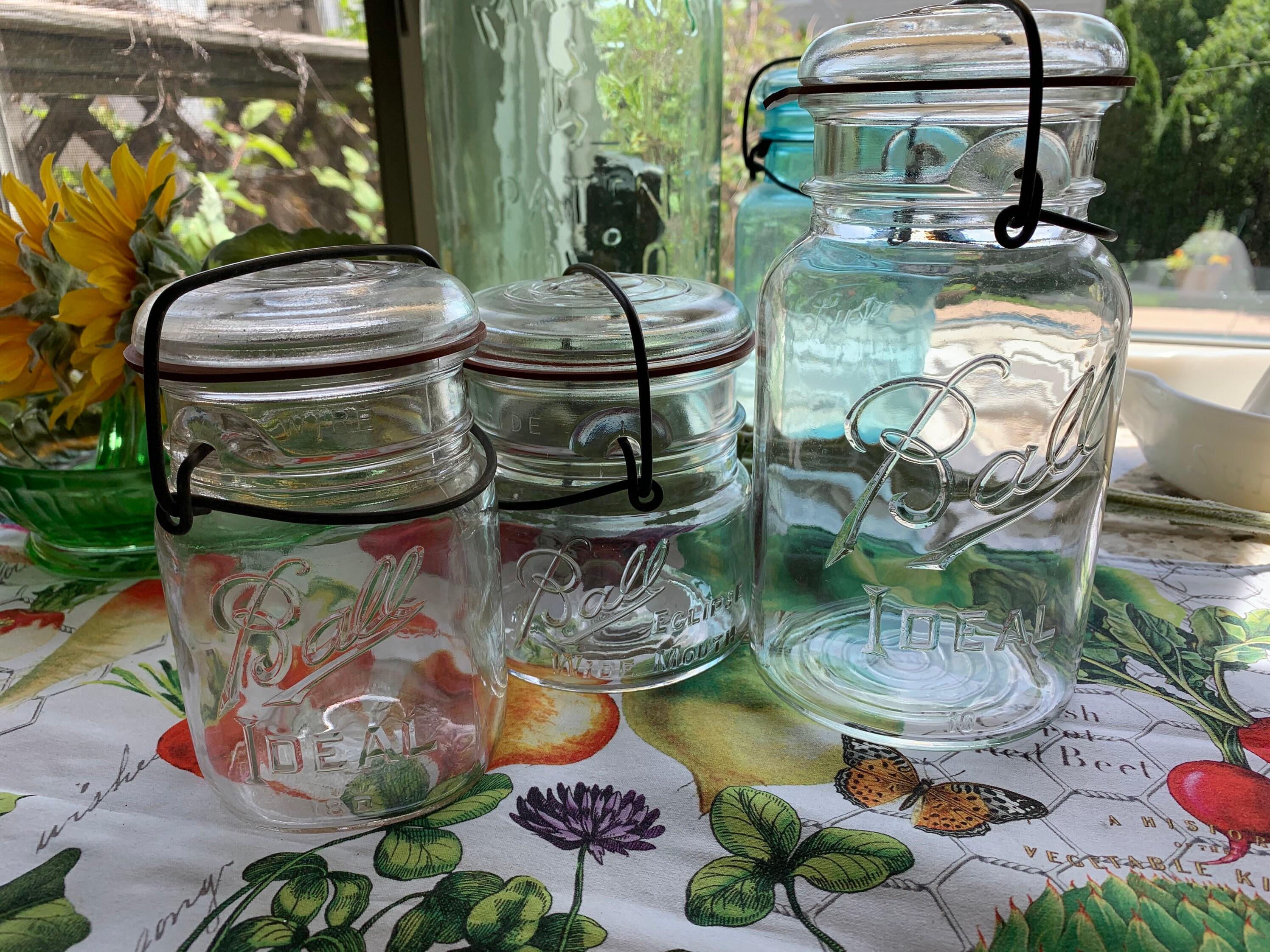 SPECIAL Grouping THREE Mason JARS Wire Bail with Glass Lid Etsy