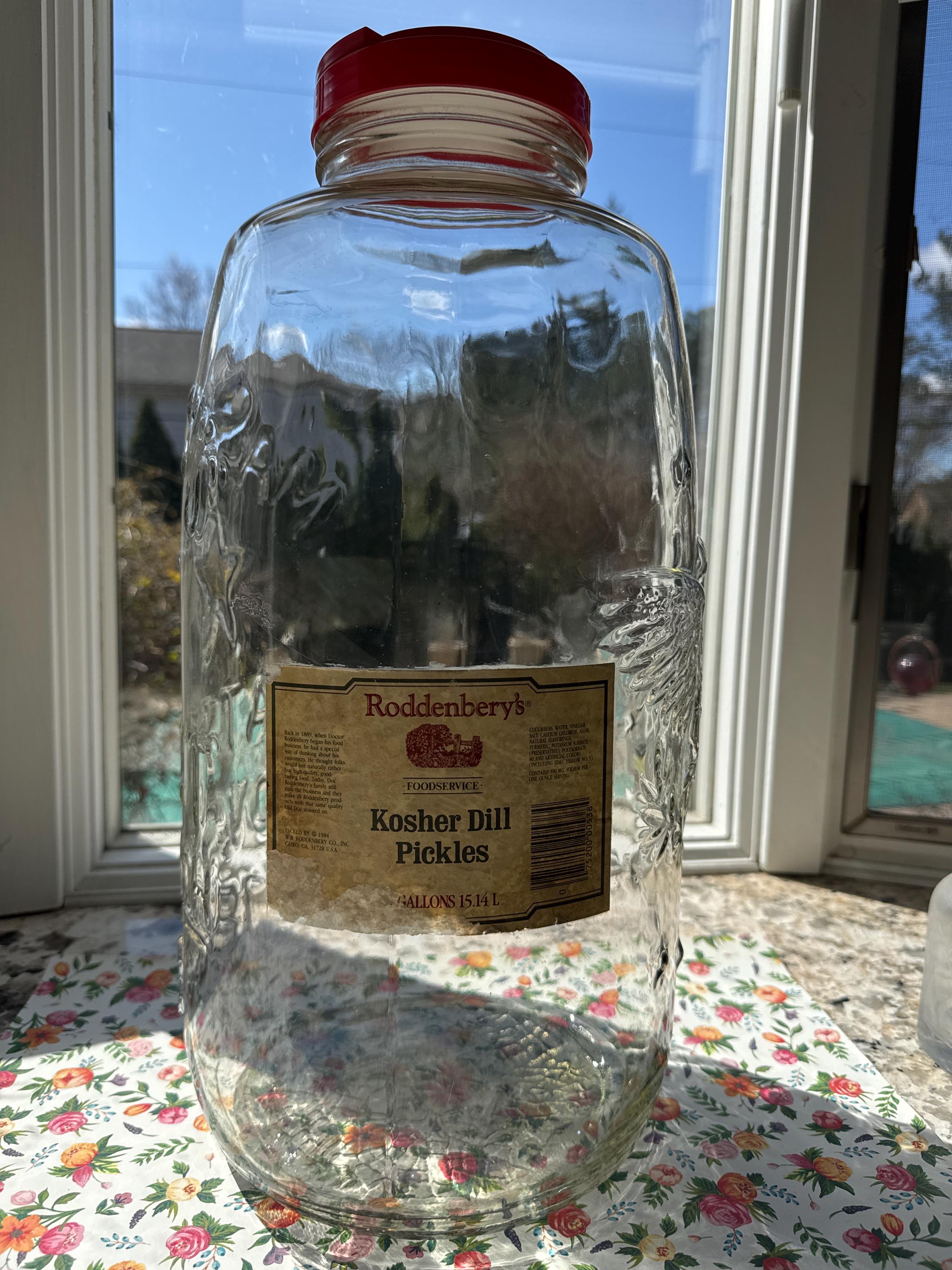 Clear Vintage Large 19 1/4” Mason Glass Jar Star & Eagle