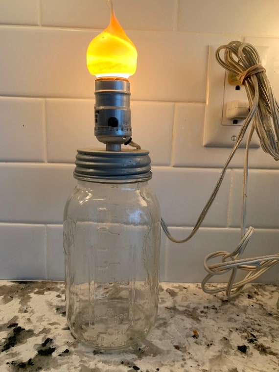 Vintage Quart Ball Mason Gripper Clear Jar Lamp Table Vintage Quart Ball Mason Gripper Clear, Ball Mason Jar Lamp