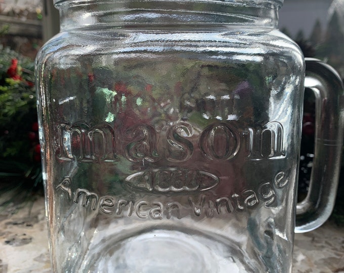 Mason 1868 American Vintage Mason Jar Glass Pitcher for Lemonade or