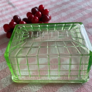 Vintage Uranium Glass Butter Dish Top: Farmhouse Kitchen Cover
