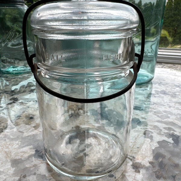 ONE Vintage Hazel Atlas Canning Jars 1930's Clear Wire Bail Pint for Kitchen/storage/shower or wedding -gift giving! SHIPS FAST!