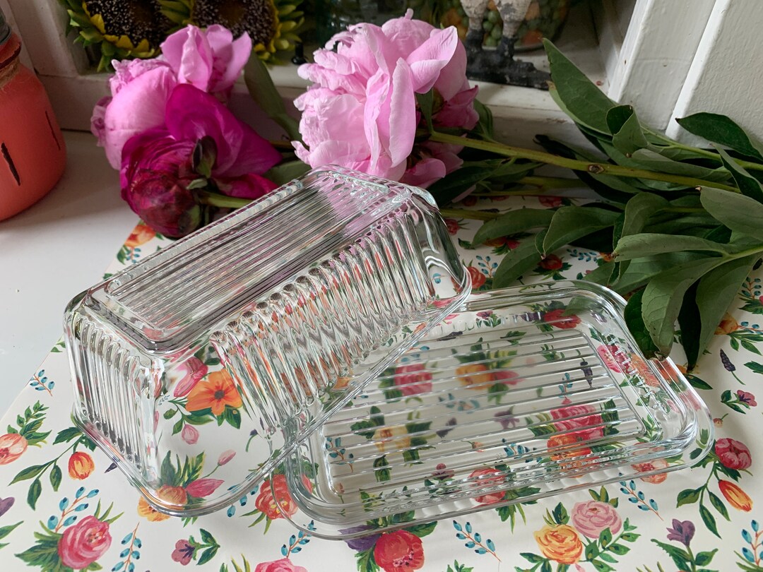 Vintage Clear Ribbed Pasabahce Glass Covered Butter Dish/ Etsy