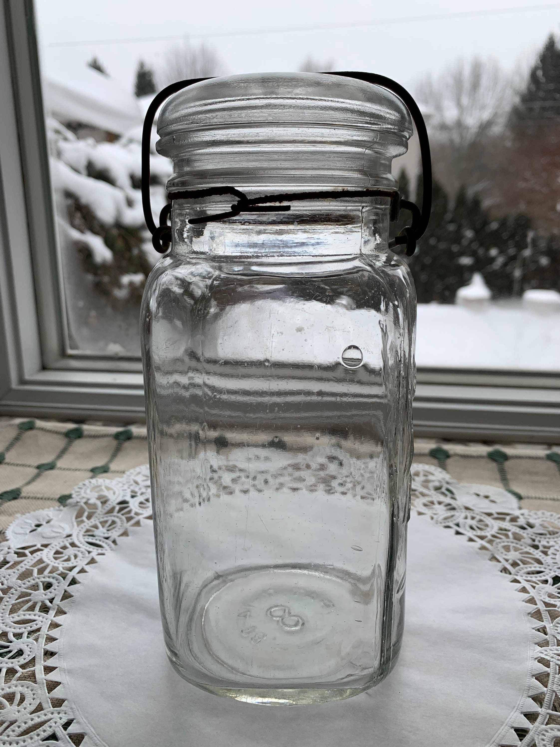 Vintage Square Ball Canning Jar 1930's Clear Wire Bail Etsy