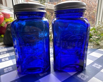 Cobalt Blue Salt and Pepper Shakers: Vintage Style Reproduction