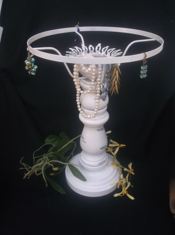 Items similar to Upcycled Lamp Jewelry Display Wood Earring Organizer