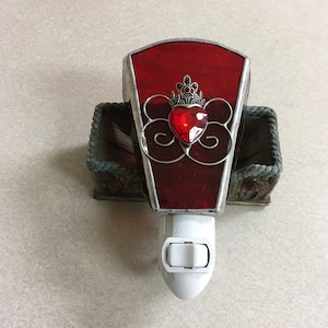 Crowned Heart Stained Glass Night Light