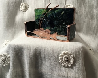Fish Stained Glass Business Card Holder
