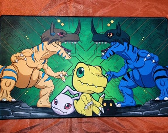 Agumon and Greymon Digimon TCG Playmat