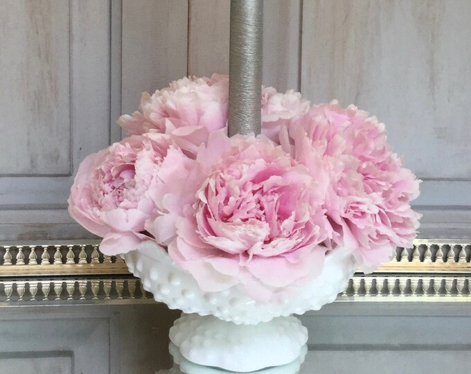 Fenton Milk Glass Hobnail Flower Bowl Candle Holder Floral Etsy