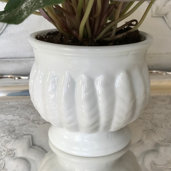 Milk Glass Planter / Randall MilkGlass Footed Planter / Vase Wedding Centerpiece