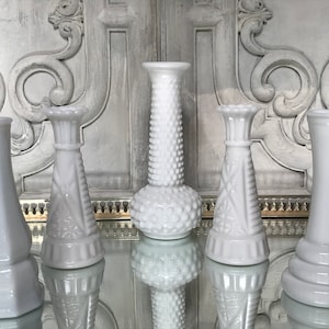 Milk Glass Bud Vases / Mixed Lot of Ten Milk Glass Vases / Vintage Bud Vase Collection / Wedding / Bridal Shower image 7