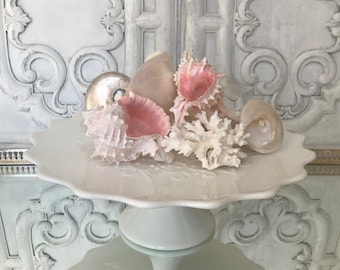 Vintage Milk Glass Cake Stand / Fenton Spanish Lace Cake Stand / Dessert Stand / Milk Glass Pedestal