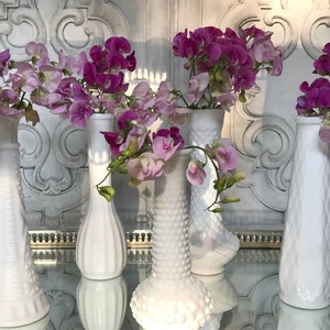Milk Glass Bud Vases / Mixed Lot of Ten Milk Glass Vases / Vintage Bud Vase Collection / Wedding / Bridal Shower image 4