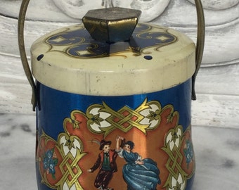 Vintage Tin Box / Decorative Tin Canister/ Colorful Vintage Tin / Bavarian Tin Canister / Murray-Allen Confections Canister