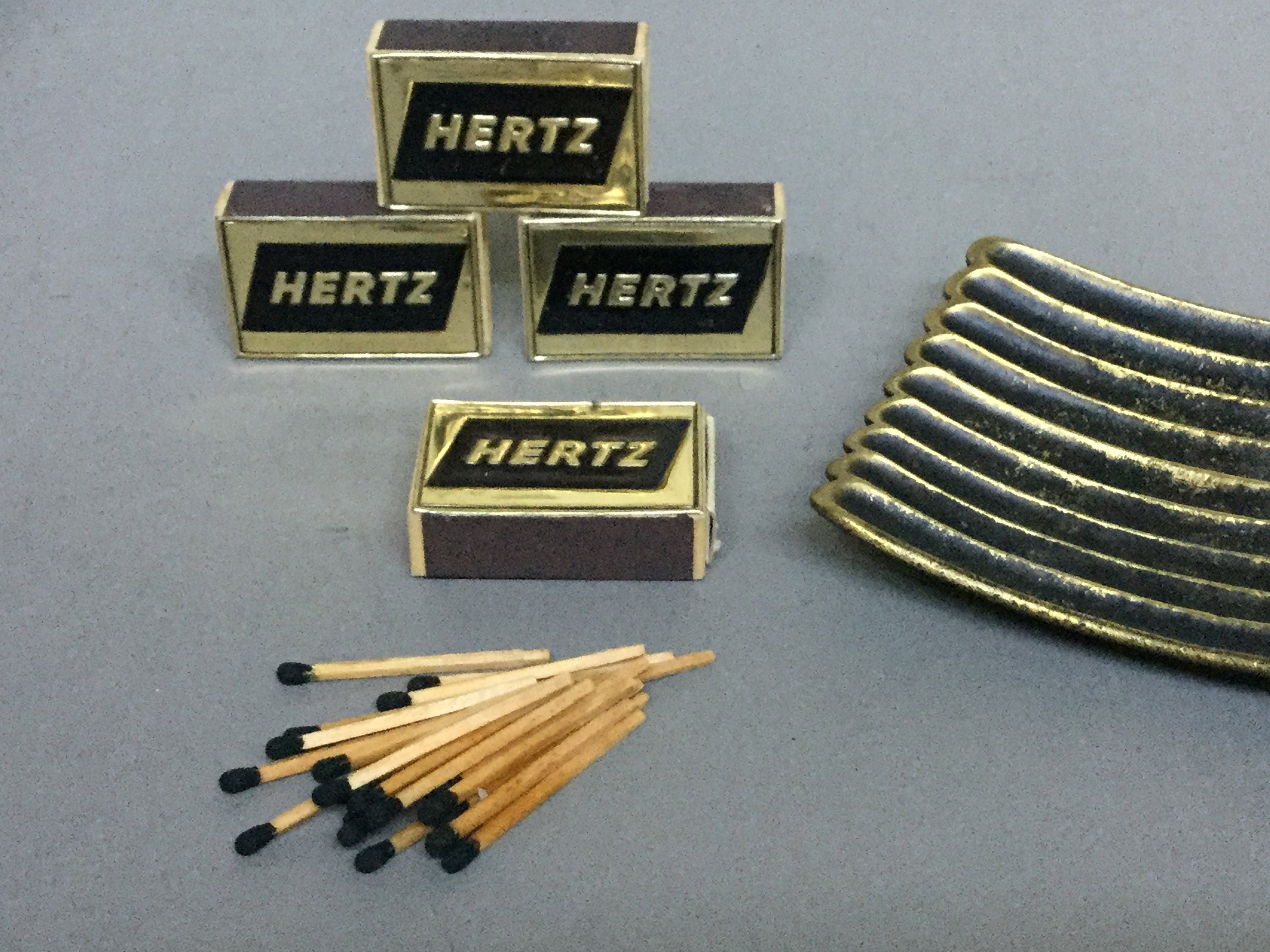 4 Vintage Hertz Matchboxes With Wood Matches / Vintage Matches 