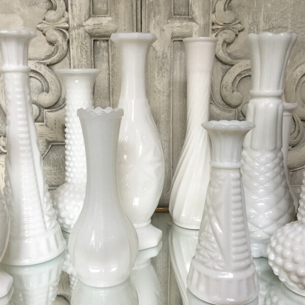 Milk Glass Bud Vase Etsy
