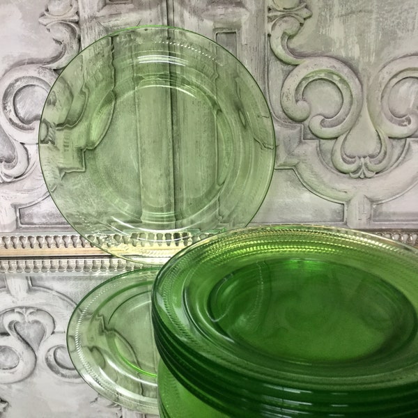 Green Glass Plates Etsy