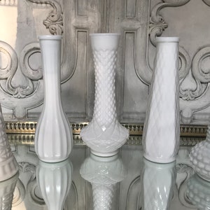 Milk Glass Bud Vases / Mixed Lot of Ten Milk Glass Vases / Vintage Bud Vase Collection / Wedding / Bridal Shower image 5