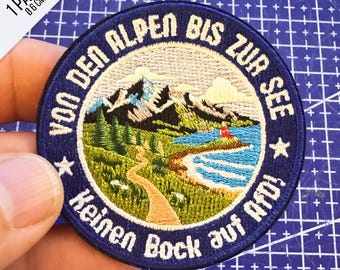 Iron-On Patch "Von den Alpen bis zur See – Keinen Bock auf AfD!" | Aufnäher zum Aufbügeln | Antifaschistischer Patch | 6 cm