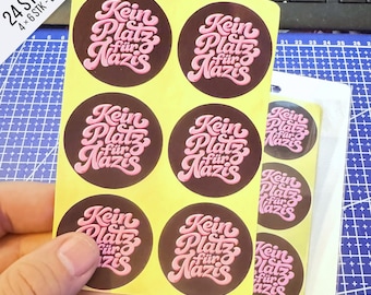 Kein Platz für Nazis Mini Sticker Sheet | 24 Sticker | Antifa Aufkleber | Stickerbogen | Journaling & Scrapbooking