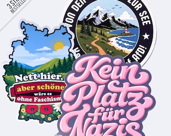Bestseller Sticker Set gegen Rechts | 3 Antifa Sticker |  Protest Sticker Set | Demo Sticker | Gegen Nazis