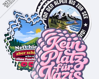 Bestseller Sticker Set gegen Rechts | 3×3 Antifa Sticker | 9 Protest Sticker Bundle | Demo Sticker | Gegen Nazis