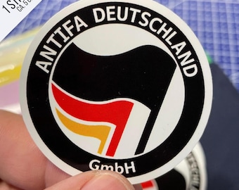 Antifa Deutschland GmbH Sticker | Satire gegen Rechts | Politischer Antifa Aufkleber | Protest Sticker