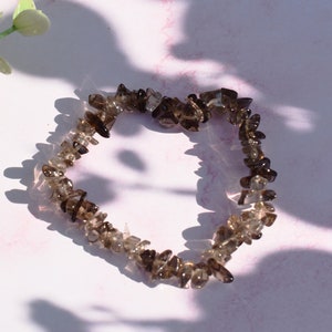 Smoky Quartz Crystal Chip Gemstone Bracelet (Beautifully Gift Wrapped) - Stone of Stress Relief