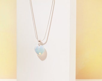 Opalite Crystal 925 Sterling Silver Heart Pendant Inc Necklace & Gift Box