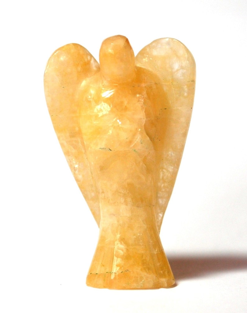 Yellow Jade Crystal Guardian Angel Natural Statue Carving Gift Etsy