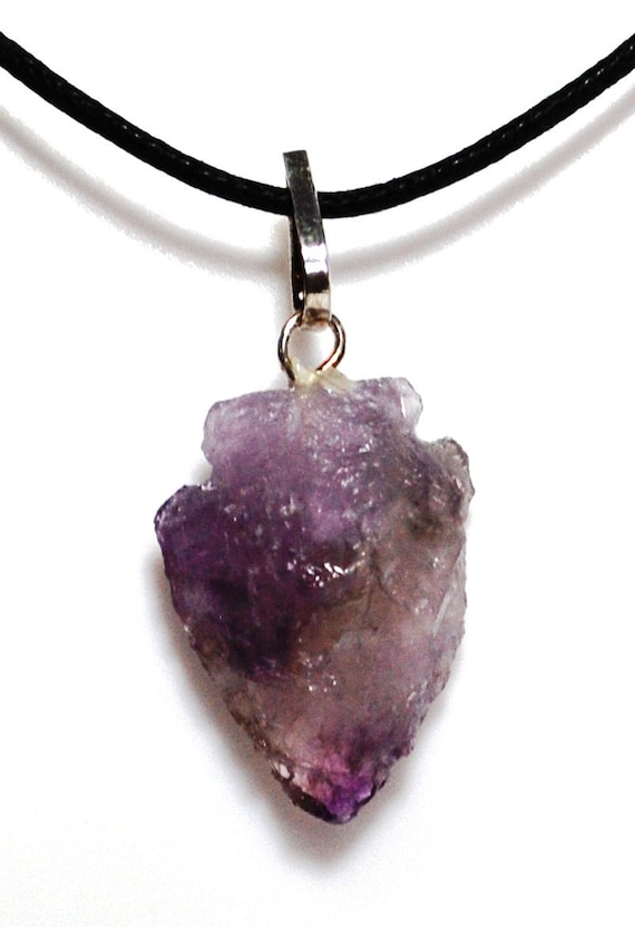 Raw Amethyst Arrowhead Gemstone Pendant Necklace Natural - Raw Amethyst Pendant Uk