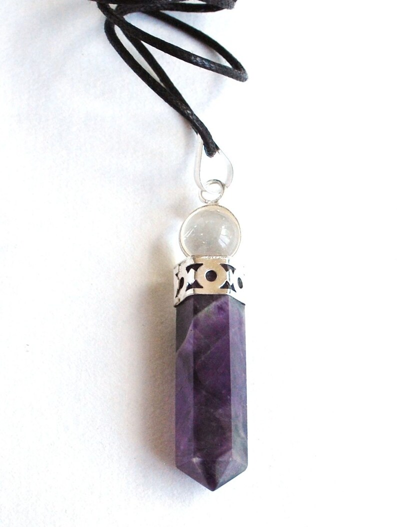 Genuine Amethyst Crystal Necklace With Clear Quartz Sphere Etsy UK